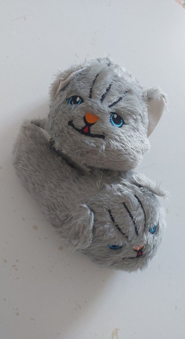 Gri Kürklü Kız Çocuk Ev Terliği - Görsel 3