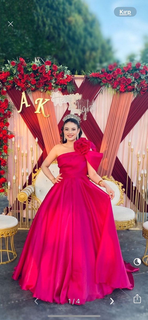 Pembe Drapeli Straplez Uzun Abiye - Görsel 3