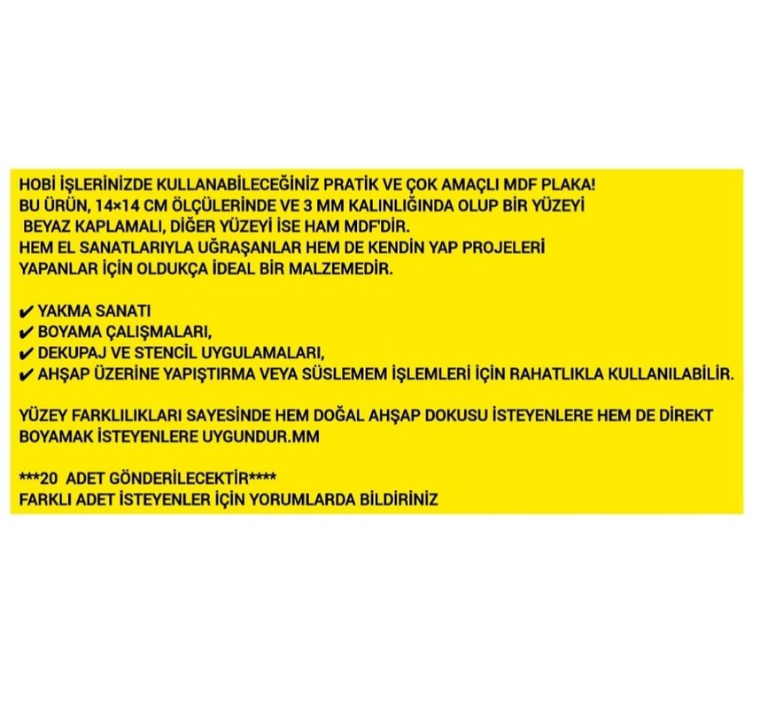 14x14 CM (HOBİ İŞLERİ İÇİN)
BEYAZ MDF LEVHALAR - Görsel 4