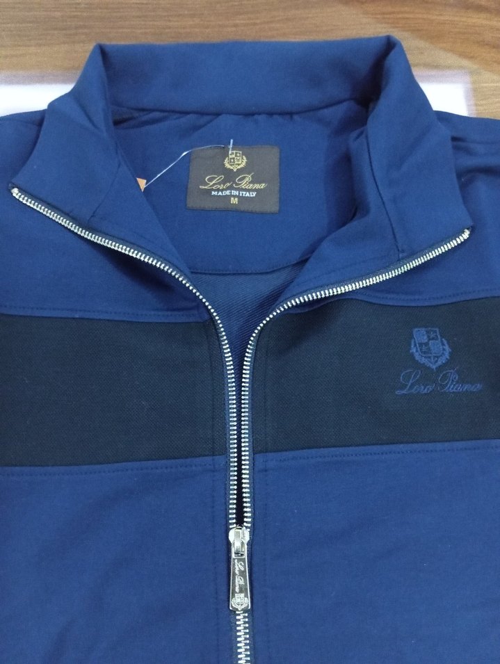 Loro Piana Koyu Mavi Erkek  Eşofman Takımı Fermuarlı - Görsel 3