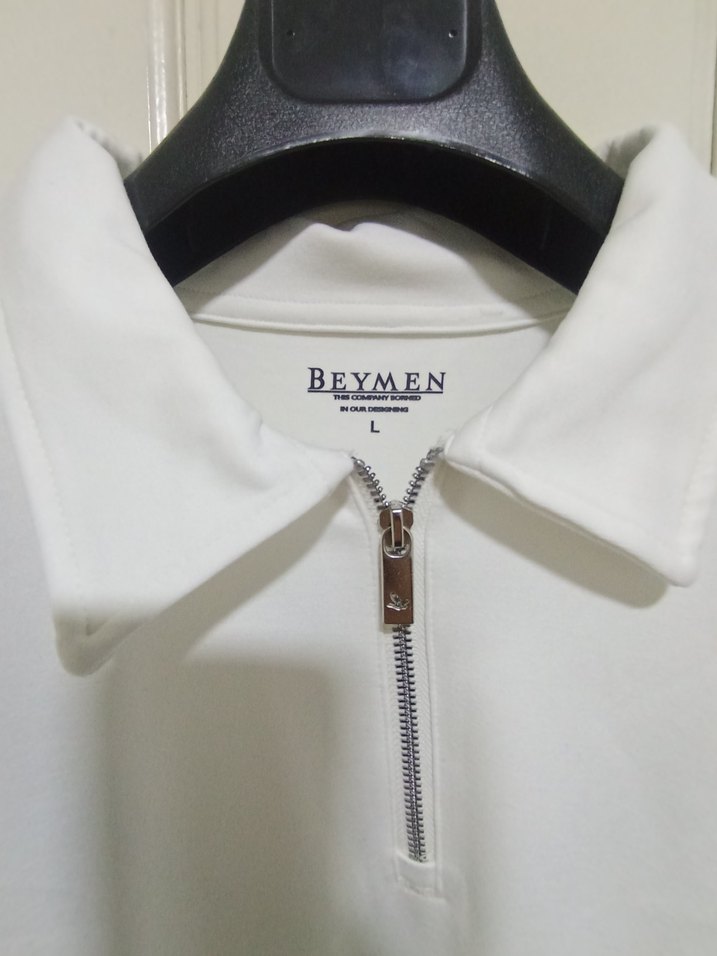 Beymen Beyaz Fermuarli Uzun  Kollu Polo Swet - Görsel 4