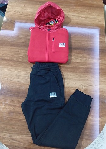 Under Armour Koyu Kırmızı Fermuarlı Erkek Eşofman Takımı Midyum - Görsel 2