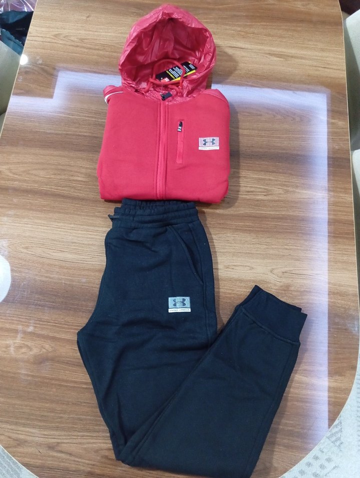 Under Armour Koyu Kırmızı Fermuarlı Erkek Eşofman Takımı Midyum - Görsel 2