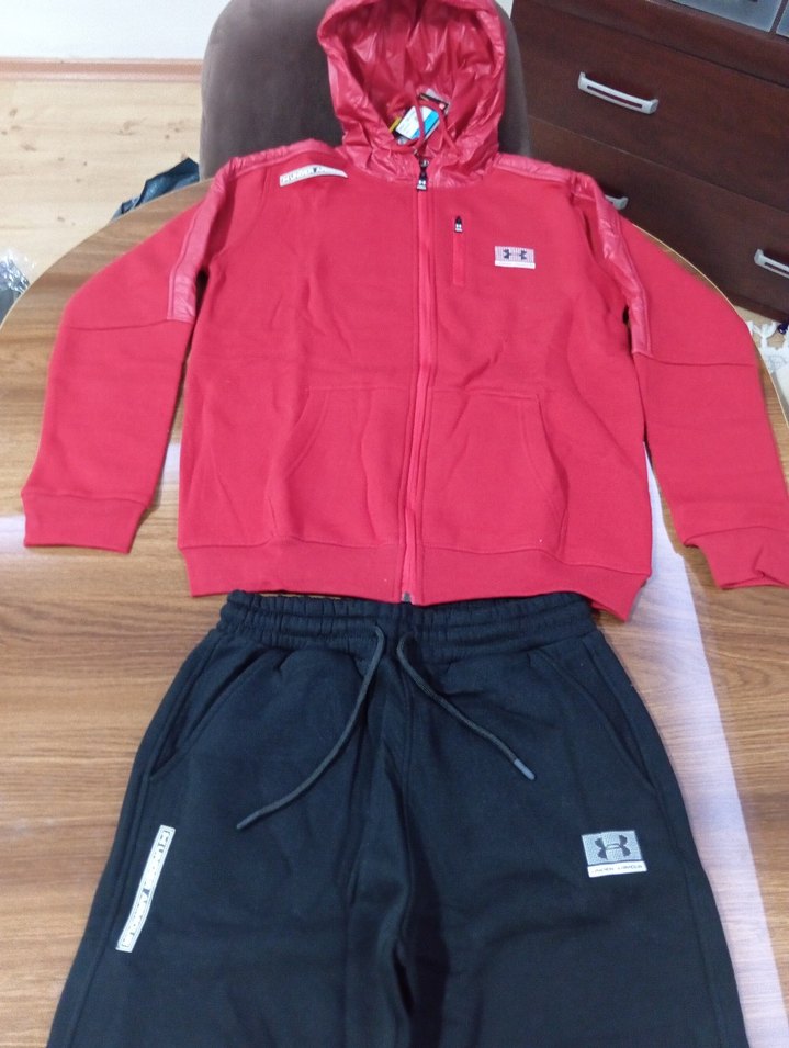 Under Armour Koyu Kırmızı Fermuarlı Erkek Eşofman Takımı Midyum - Görsel 3
