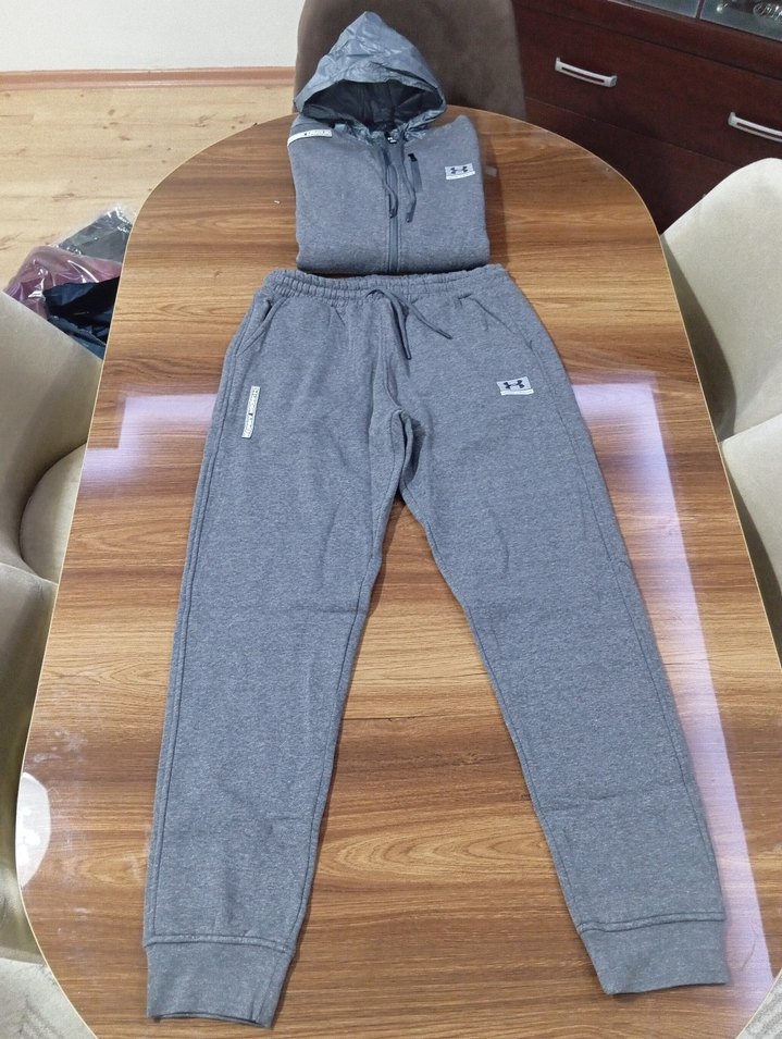 Under Armour Erkek Eşofman Pamuklu Gri Kapüşon 2XL - Görsel 4