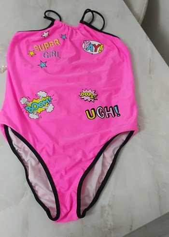 LC Waikiki Pembe Pop Kültür Baskılı Kız Mayo
