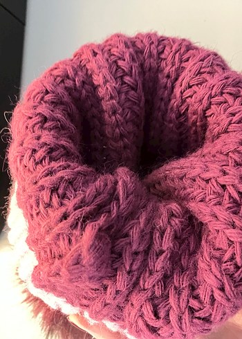 Mor-Pembe Örgü Kadın Bere - Görsel 4