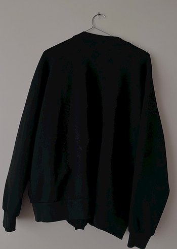 Diğer Siyah Baskılı Düğmeli Kadın Sweatshirt