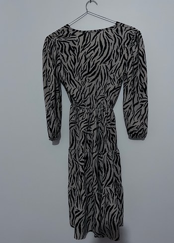Diğer Bohem Zebra Desenli Uzun Elbise