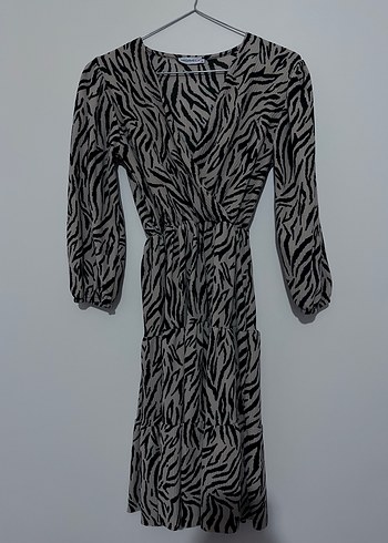 Bohem Zebra Desenli Uzun Elbise