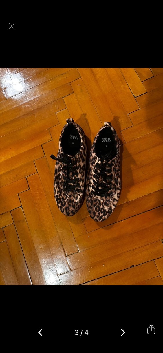 Kahverengi Leopar Desenli Kadın Spor Ayakkabı - Görsel 3