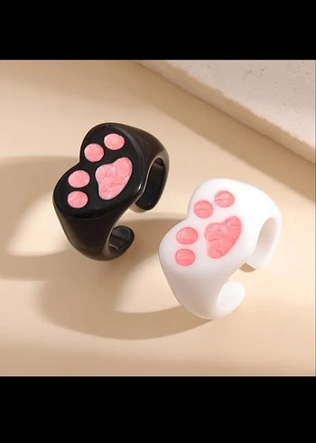 Beden Y2k Siyah Pembe Kedi Pati Yüzük