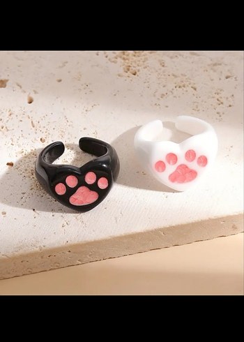 Accessorize Y2k Siyah Pembe Kedi Pati Yüzük