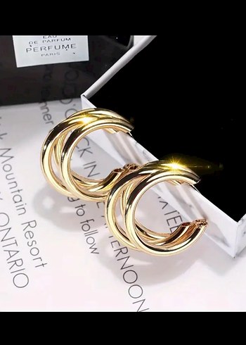 Gold Üçlü Halka Küpe