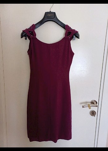 Mürdüm V Yakalı Midi Elbise - Görsel 5