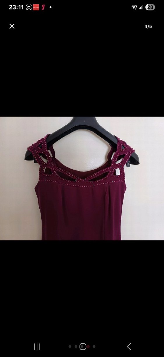 Mürdüm V Yakalı Midi Elbise - Görsel 2