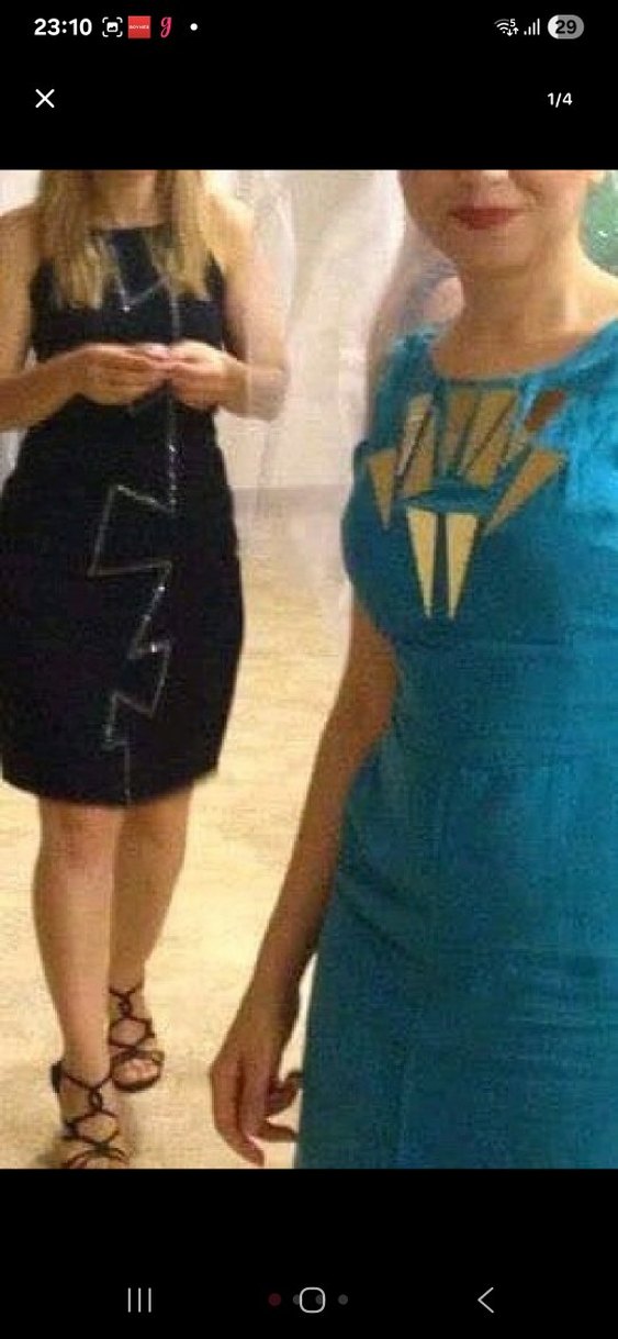 Nakışlı Lacivert  Elbise - Görsel 2