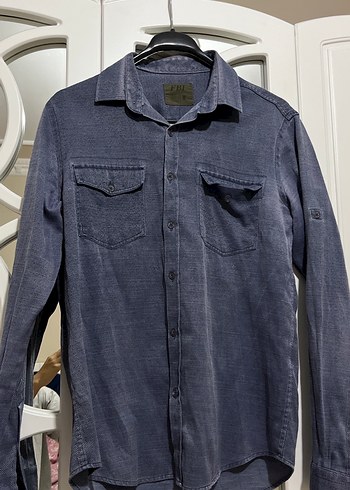 Gri Denim Erkek Gömlek Uzun Kollu