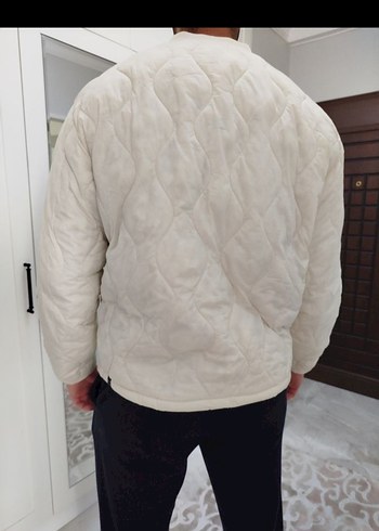 l Beden Beyaz Erkek Bomber Ceket