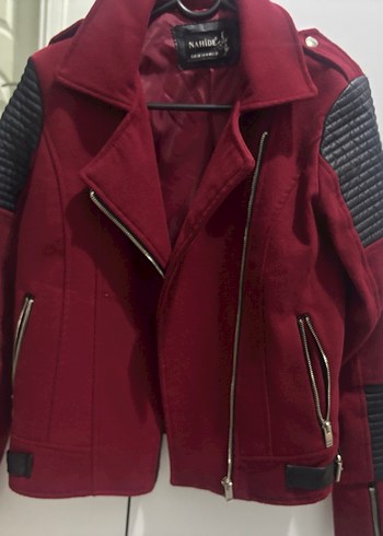 Bordo Süet Biker Kadın Deri Ceket - Görsel 3