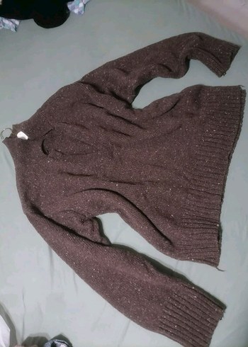 44 Beden gri Renk Acı kahvei V Yaka Örgü Kadın Kazak