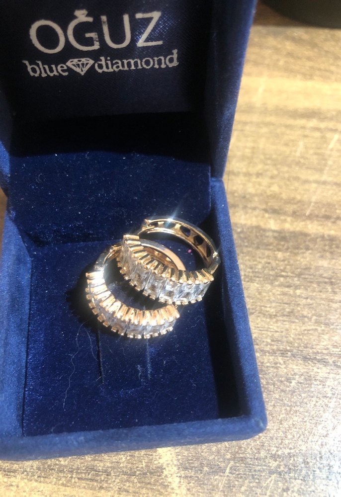 Mini Sıralı Taşlı Altın Küpe - Görsel 5