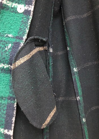 Düğmeli Yeşil Kareli Uzun Yün Kadın Kabanı - Görsel 5