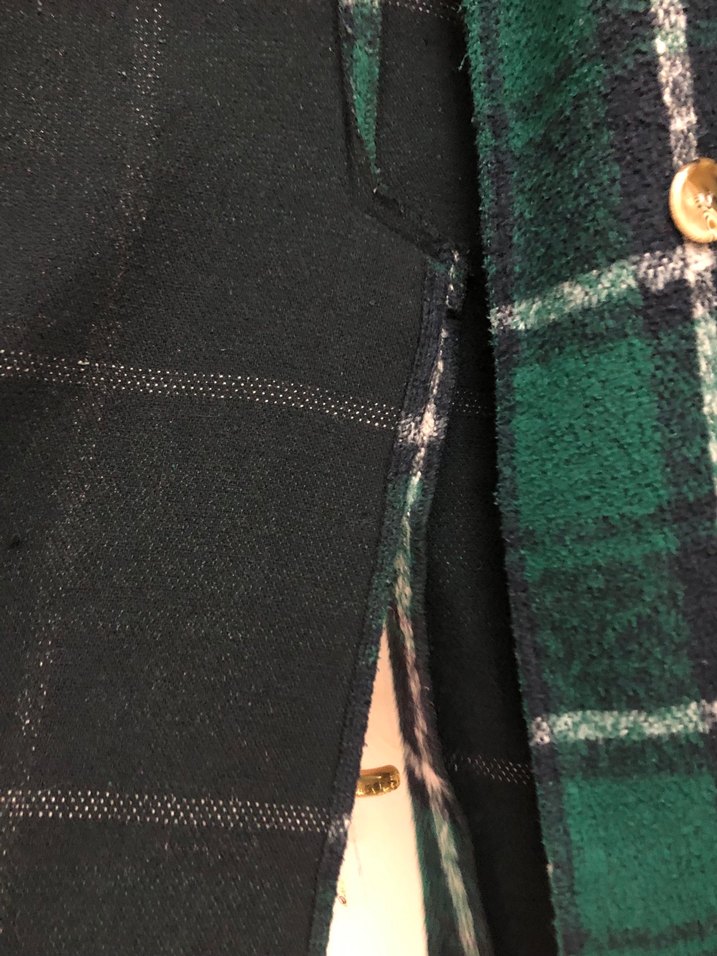 Düğmeli Yeşil Kareli Uzun Yün Kadın Kabanı - Görsel 4