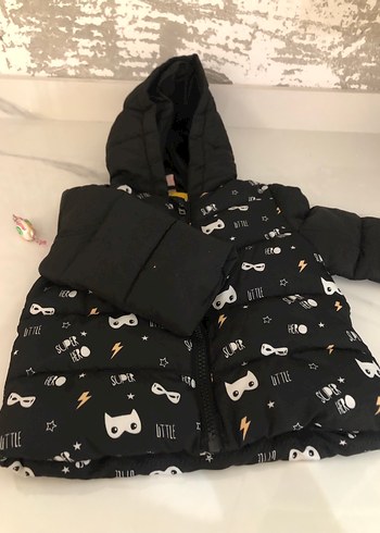 Erkek Çocuk Siyah Baskılı Fermuarlı Mont - Görsel 2