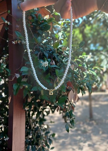 Beyaz Boncuklu Midi Kadın Kolye - Görsel 3