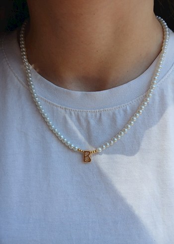 Beyaz Boncuklu Midi Kadın Kolye - Görsel 2