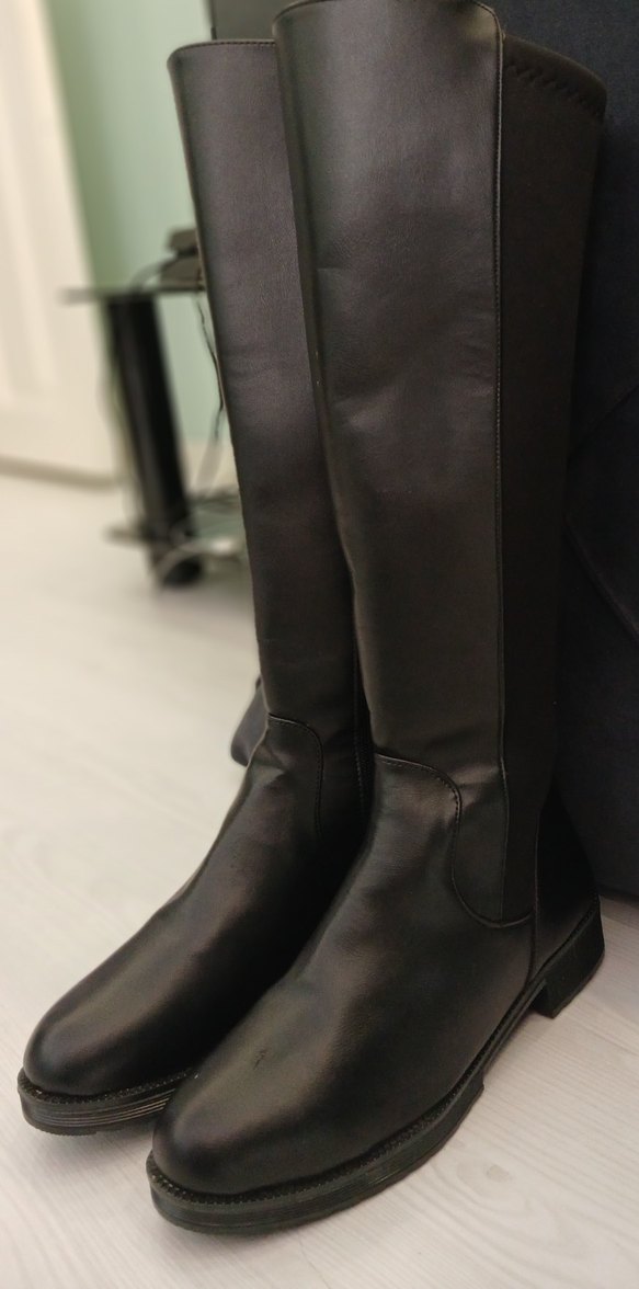 Siyah Deri Dizüstü Kadın Çizme - Görsel 2