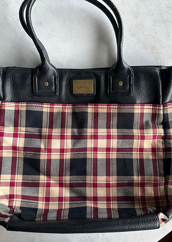 Tommy Hilfiger Vintage Tote Bag- Ekose Desenli Deri Kadın Çanta