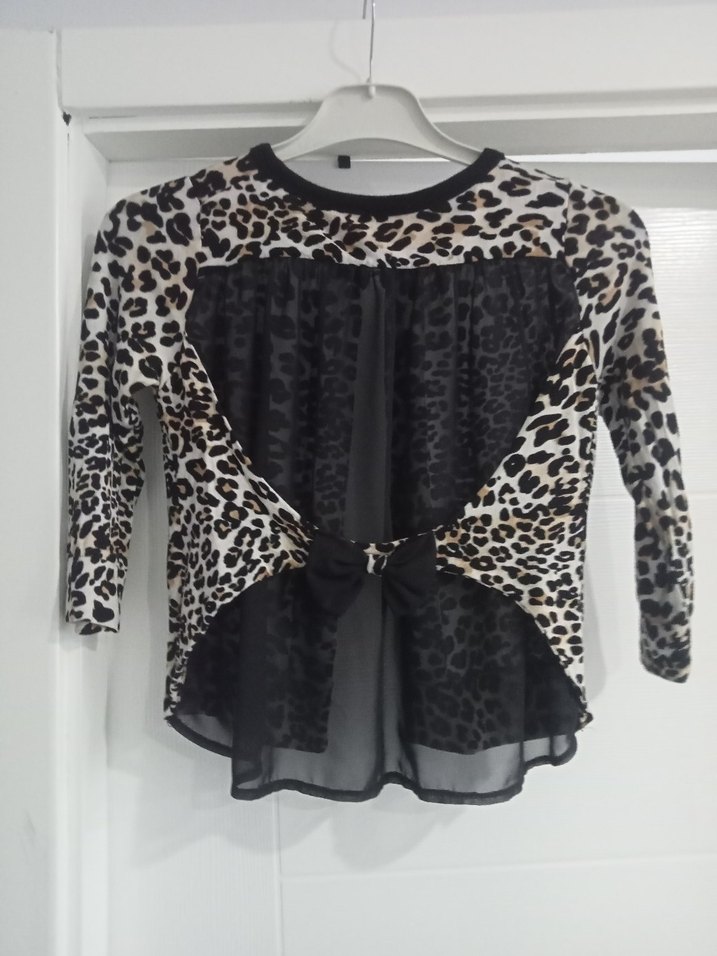 Kız Çocuk Leopar Desenli Düğmeli Bolero - Görsel 2