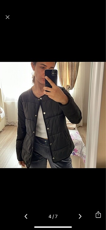m Beden siyah Renk Mango şişme mont