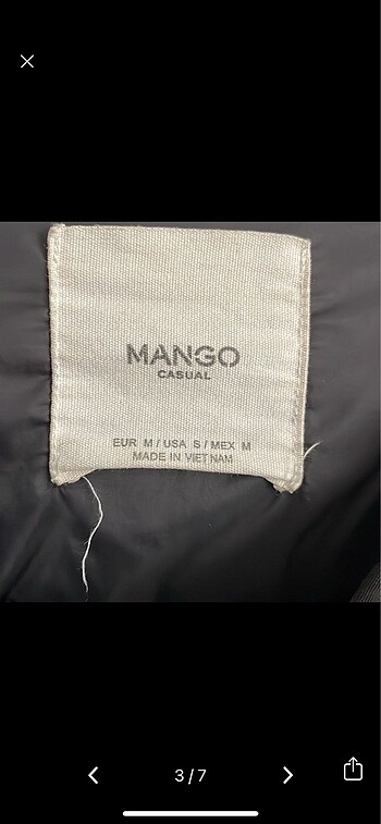 m Beden Mango şişme mont