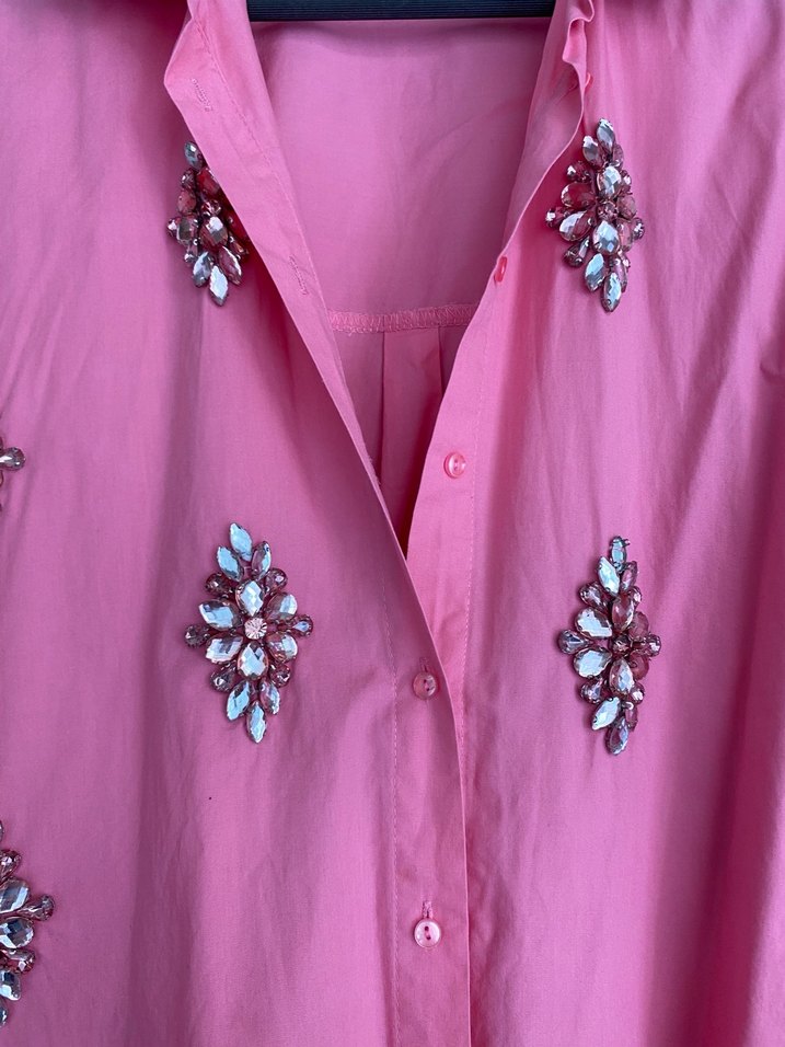 Nakışlı Pembe Uzun Kollu Gömlek - Görsel 3