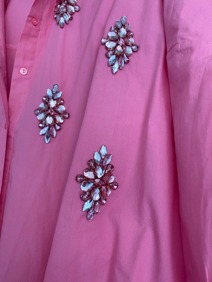 Nakışlı Pembe Uzun Kollu Gömlek - Görsel 2