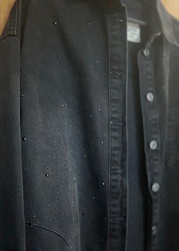 Diğer Düğmeli Siyah Kadın Denim Ceket
