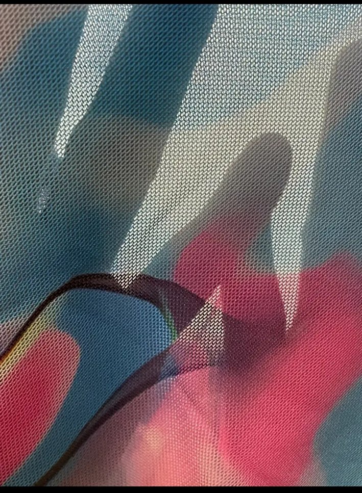 Şeffaf Çok Renkli Uzun Kollu Mini Bluz - Görsel 3