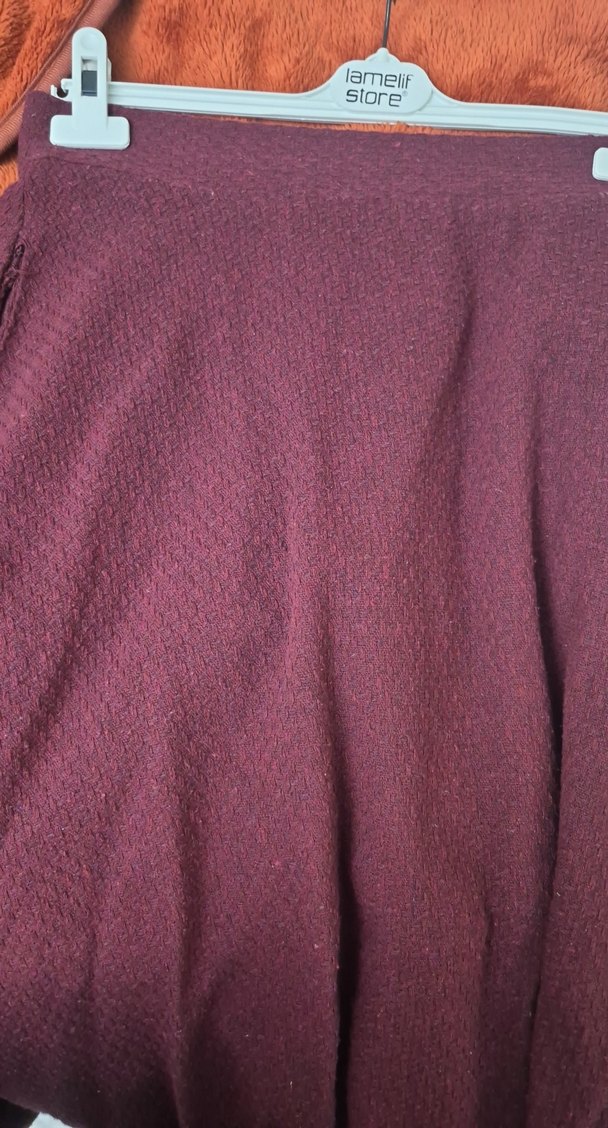 Bordo Düğmeli Midi Kadın Takım - Görsel 4