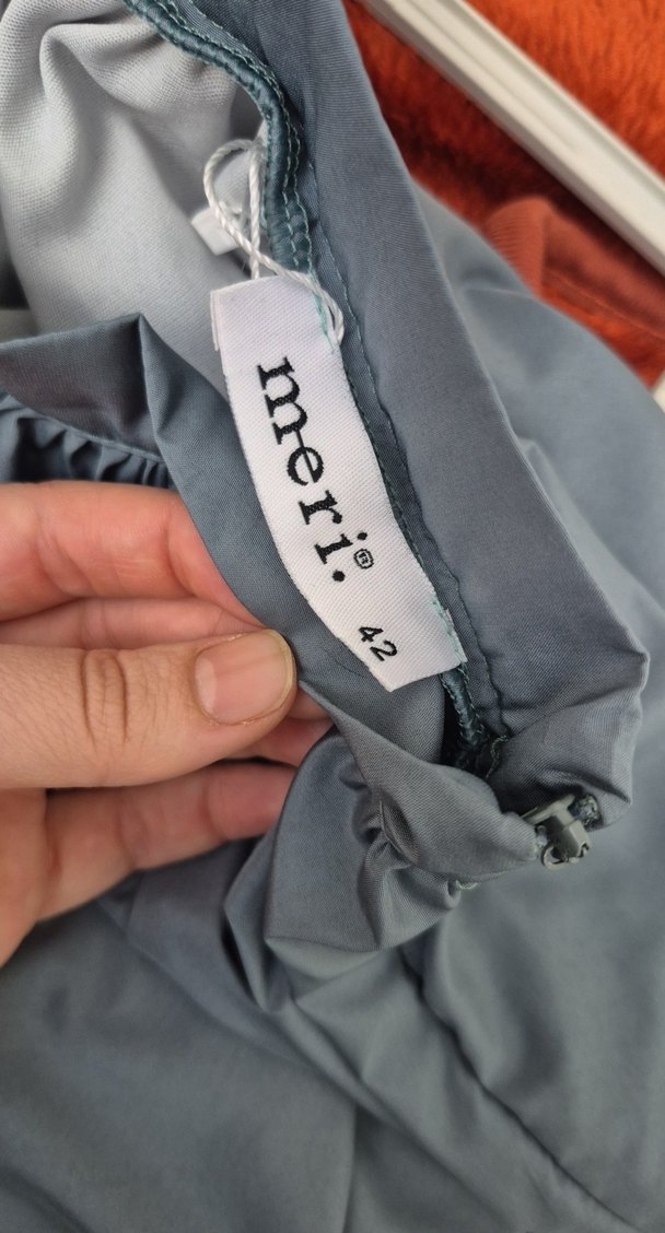 Drapeli Uzun Kadın Etek - Mavi Gri - Görsel 3