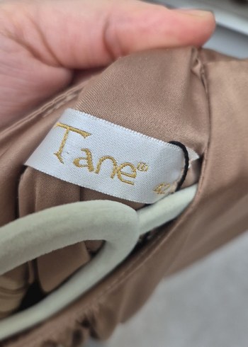 Bej Uzun Kollu Salaş Saten Elbise - Görsel 2