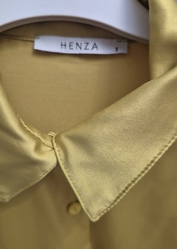 yağ yeşili Düğmeli Uzun Kollu Saten Gömlek - Görsel 2