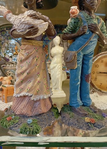 Antika Zenci Çift Biblo 18 cm - Görsel 5