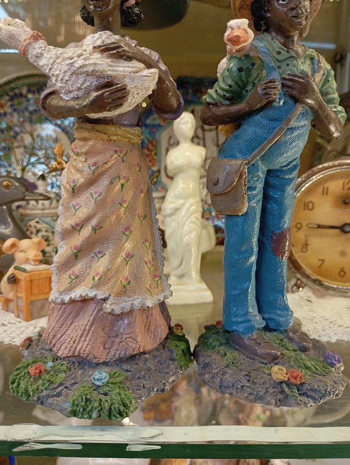 Antika Zenci Çift Biblo 18 cm - Görsel 5