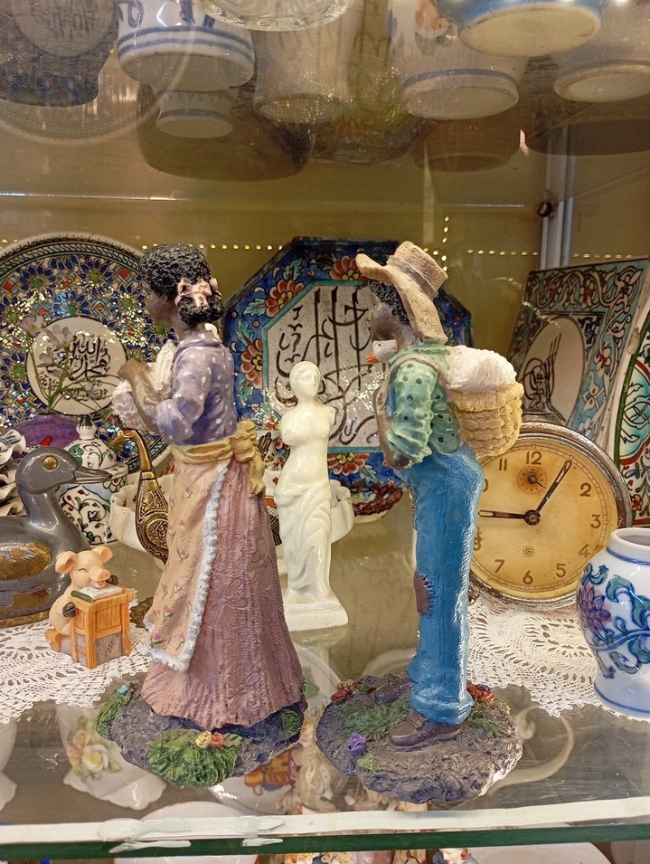 Antika Zenci Çift Biblo 18 cm - Görsel 3