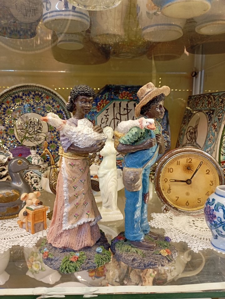 Antika Zenci Çift Biblo 18 cm - Görsel 4