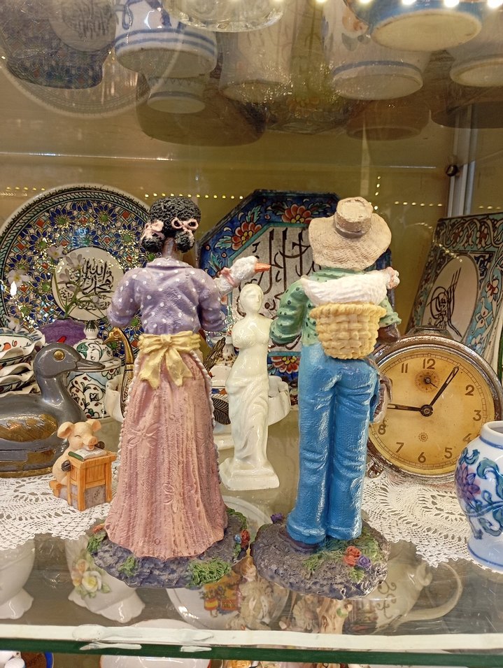 Antika Zenci Çift Biblo 18 cm - Görsel 2