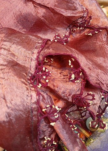 İğne Oyalı 1950lerden İpek Fular - Görsel 2